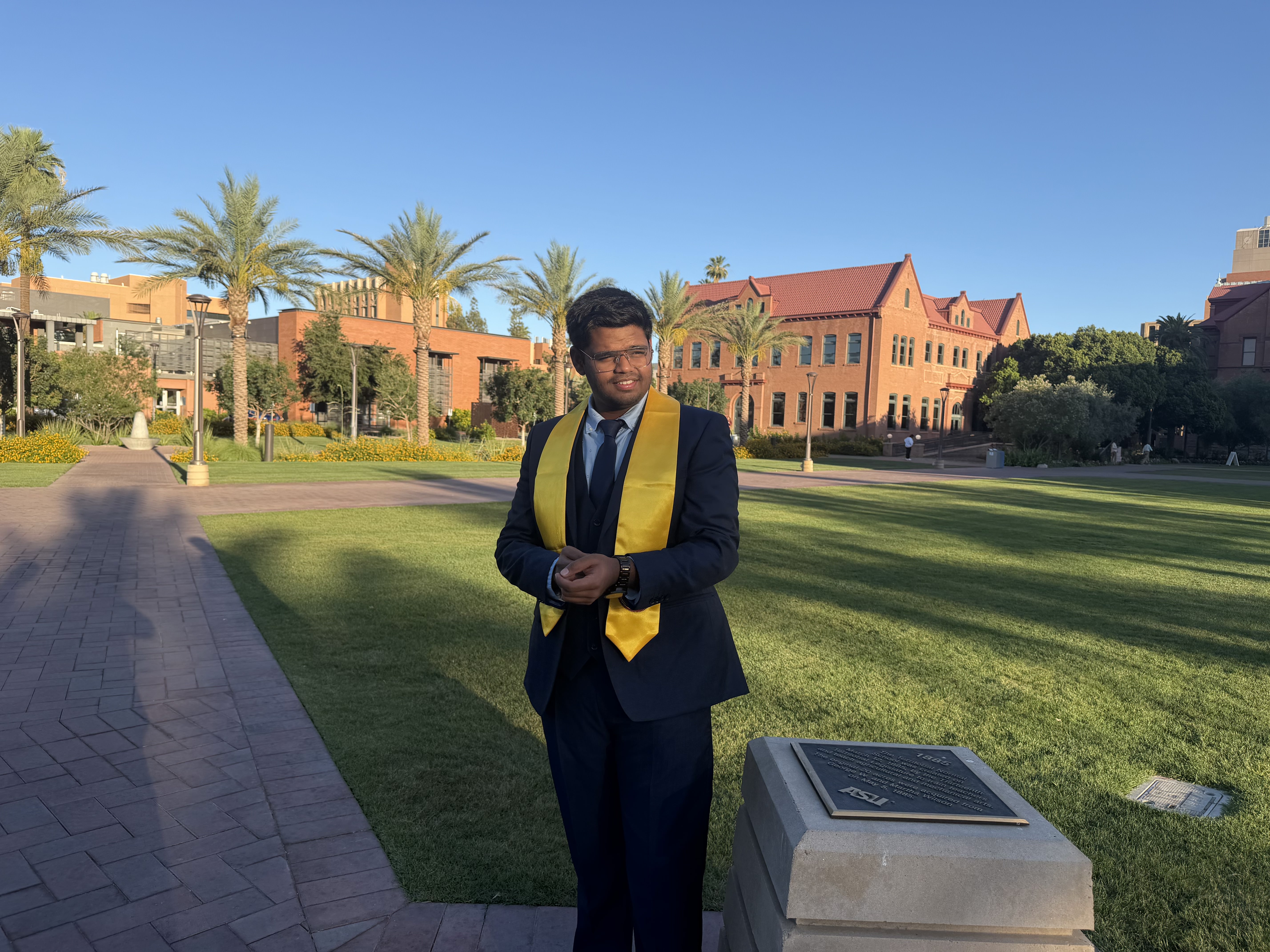 Portrait of Anshul Kamble standing outdoors at Arizona State University